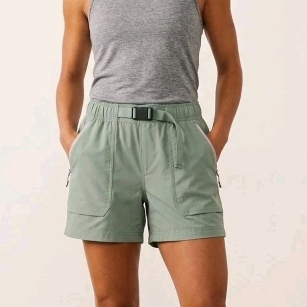 Ascend  XL Womens Hiking Shorts Green Belted Recycled Nylon Stretch Trekking